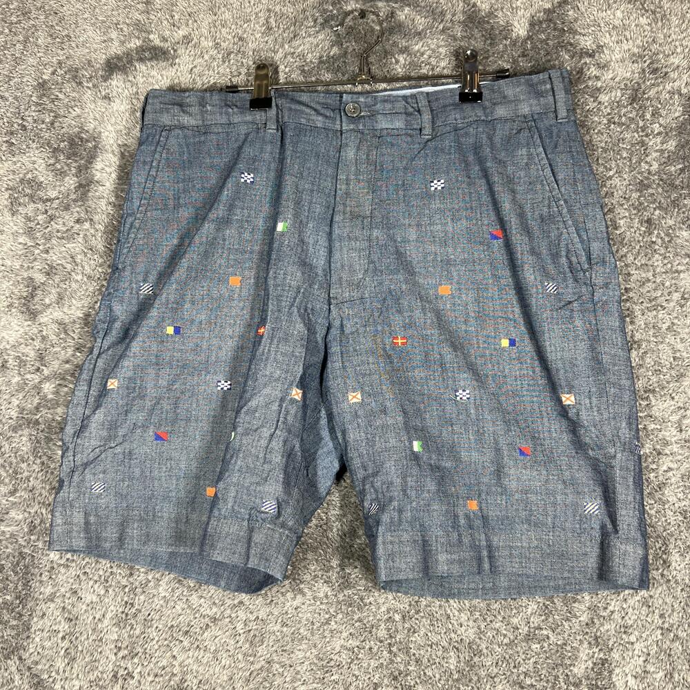 Polo Golf Ralph Lauren Shorts Mens 34 Blue Chino Golf Classic Fit Flag Print